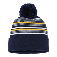 12" Striped Pom-Pom Knit Cap... from ASI 84358 S&S Activewear