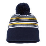 Sportsman 12" Striped Pom-Pom Cuffed Beanie