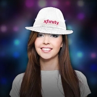 White Sequin LED Fedora Hat (Imprintable Bands Available)