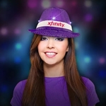 Purple Sequin LED Fedora Hat (Imprintable Bands Available)