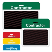 2-Part Expiring Badge Clip-On BACK PART, Contractor, Green