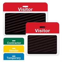 2-Part Expiring Badge Clip-On BACK PART, Visitor, Red