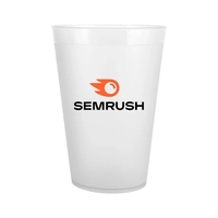 8 oz, frosted plastic cups; BPA free and American-made.... from ASI 91880...