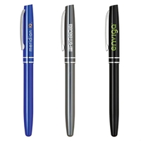 Rollerball or ballpoint pen with a colored body and shiny silver... from ASI...