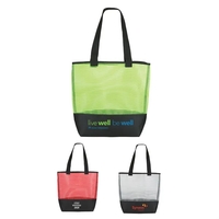 Stripe Mesh Weave Tote Bag