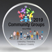 4" diameter x 1/2" thick round acrylic paperweight with four color... from...