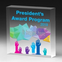 4" x 4" x 3/4" square paperweight with four color graphics.... from ASI 62660...