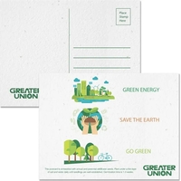 Premium seeded paper postcard made of 100% recycled material and embedded......