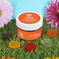 Fruit-flavored flower gummy candy assortment in a 3 oz small jar.... from ASI...