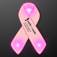 Blank or Imprinted pink ribbon shape flashing pin with logo.... from ASI...