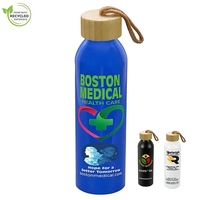 Our recycled aluminum water bottle w/ bamboo lid & sturdy carry... from ASI...