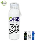 22 OZ Recycled RPET Aluminum Bottle With Carry Strap Lid