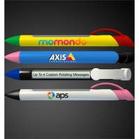 Plunger action ballpoint pen with 4 lines of rotating text in... from ASI...