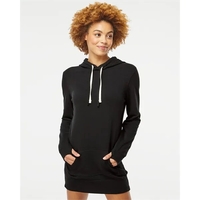 Women's pullover dress with an unlined hood, crossover neckline with two......