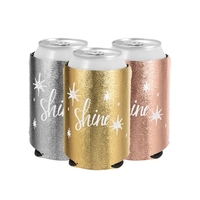 Metallic neoprene insulated and collapsible can and bottle cooler with...