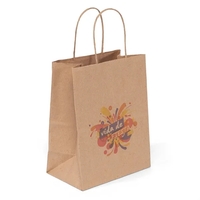 Eco-friendly brown kraft paper shopper with twisted paper handles and...