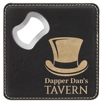 4"x4" Square Black/Gold Coaster w/ Bottle Opener