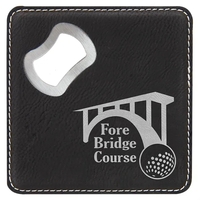 4"x4" Square Black/Silver Coaster w/ Bottle Opener