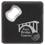 4"x4" Square Black/Silver Coaster w/ Bottle Opener