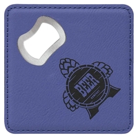 4" square purple PU leatherette coaster with bottle opener.... from ASI 74601...