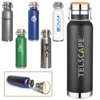 20 Oz. Double Wall SS Vacuum Bottle with Bamboo Top Lid