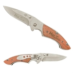 Heavy Duty Pocket Knife with Plated Wood Handle