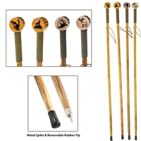 55" Wooden Hiking Stick with Rope Grip & Animal Design Round