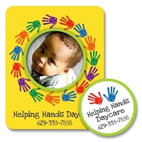 3 3/4" x 3" magnet with circle-shaped, punch-out picture frame and... from...