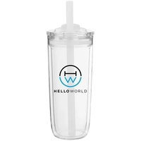 16 oz double wall acrylic tumbler with dual-purpose push-on lid with... from...