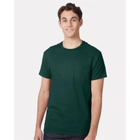 100% ComfortSoft® cotton T-shirt with a pocket, tag-free neck label, and......