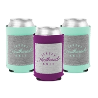 Neoprene beverage holder with a heathered jersey knit/neoprene pocket and...