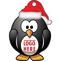 1/4" recycled wooden Christmas ornament. Penguin Santa Hat... from ASI 72521...