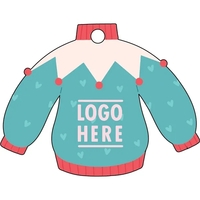 1/4" recycled wooden Christmas ornament. Blue Sweater... from ASI 72521...