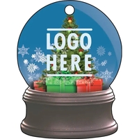 1/4" recycled wooden Christmas ornament. Snow Globe with Snowflakes & Tree......