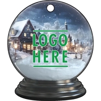 1/4" recycled wooden Christmas ornament. Snow Globe with Snow and...