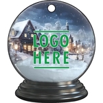 1/4" Recycled Wood Ornament-Snow Globe W/ Snow and Building