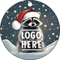 1/4" recycled wooden Christmas ornament. Raccoon in snow... from ASI 72521...