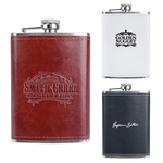 8 oz Stainless Steel Flask w/ Leatherette Wrap