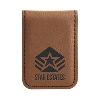 Dark Brown Leatherette Money Clip