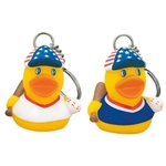 Rubber Patriotic Baseball Duck Key Chain