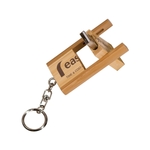 8GB 2-Tone Bamboo Flip Style USB Flash Drive with Keychain