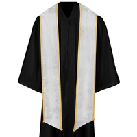 Light Grey Graduation Stole With Gold Binding