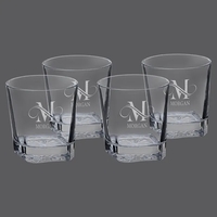Set of four 11 oz square rocks glasses ideal for custom... from ASI 72657...
