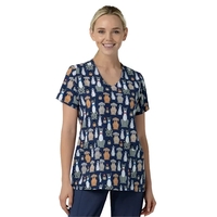Wink - Fashion Prints - Women's V-Neck Print Scrub Top