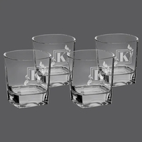 Set of four 8 oz. rectangle rocks glasses. Custom engravable. Elegant,......