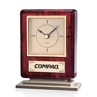 Square rosewood clock with metal base and engraving plate with gold... from...