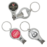 Keyring with a bottle opener, emery nail file, and nail clippers.... from ASI...