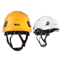 Plastic rock climbing helmet with interior suspension and straps.... from ASI...