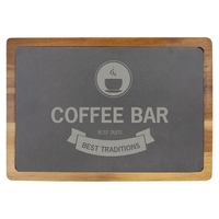 13" x 9" x 1/2" Acacia wood and slate cutting board... from ASI 74601 Calico