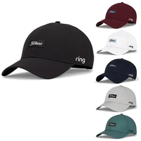 Golf cap with perforated panels, sweatband, moisture-wicking performance, and...